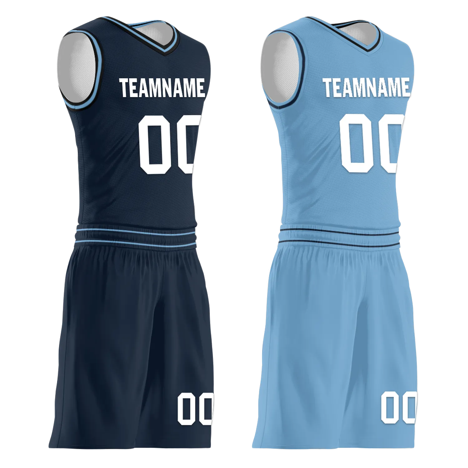 Custom Blue Classic Style Reversible Basketball Uniform Personalized BBJR-D017032