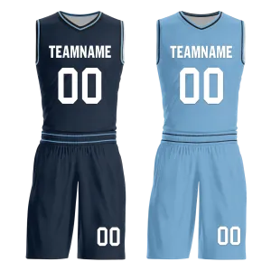 Custom Blue Classic Style Reversible Basketball Uniform Personalized BBJR-D017032