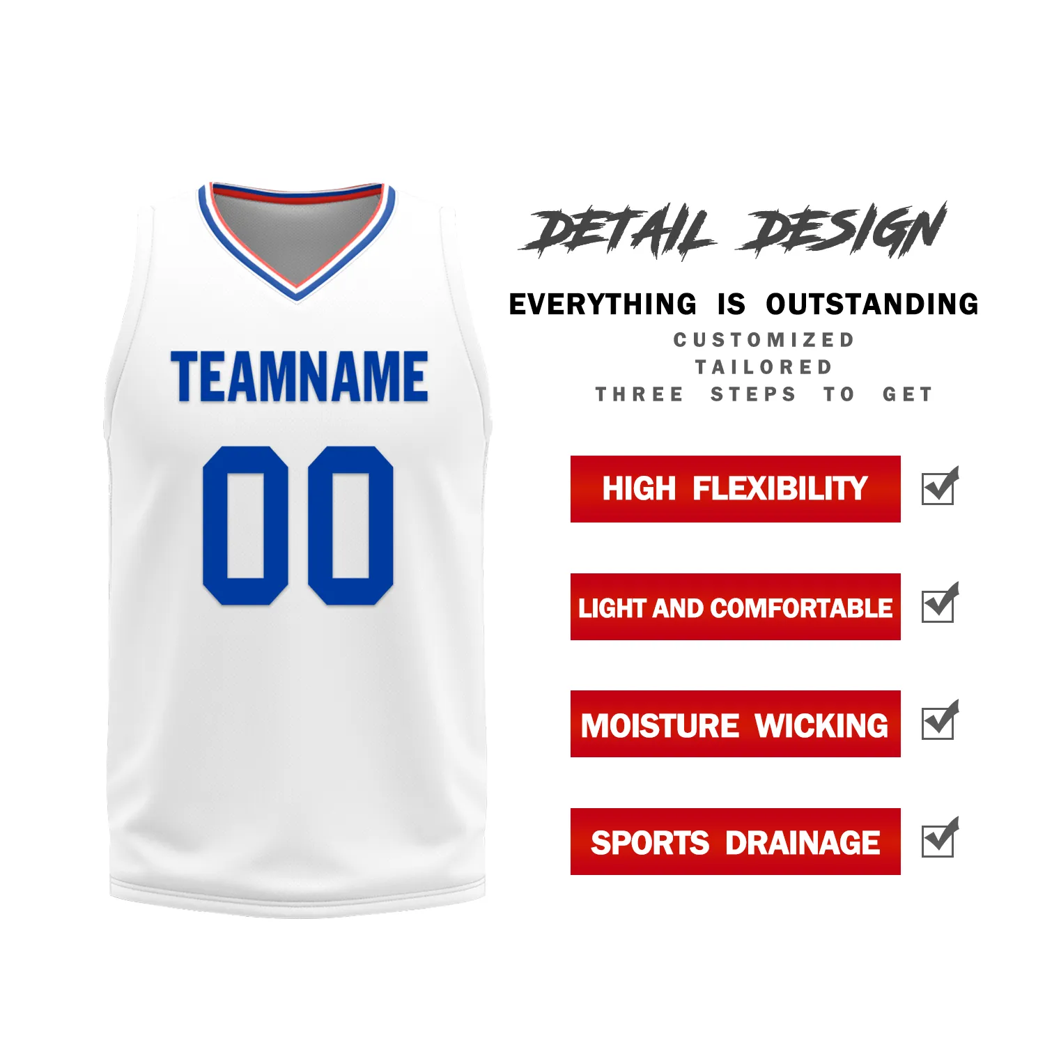 Custom Blue White Classic Style Reversible Basketball Uniform Personalized BBJR-D017031