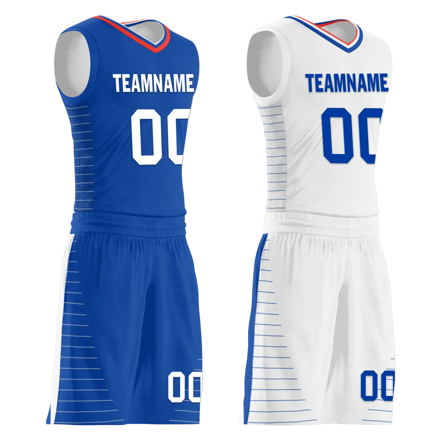 Custom Blue White Classic Style Reversible Basketball Uniform Personalized BBJR-D017031