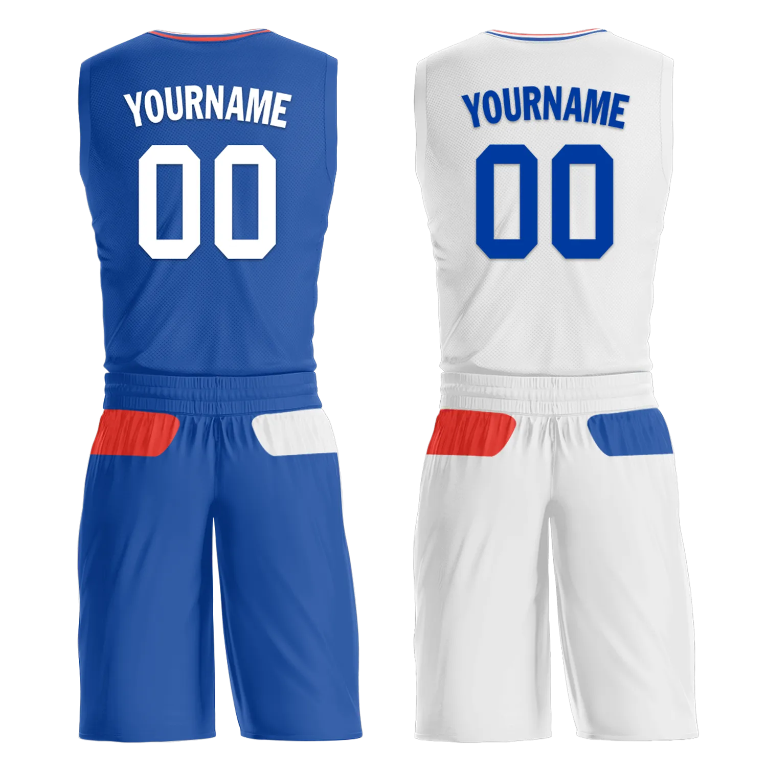 Custom Blue White Classic Style Reversible Basketball Uniform Personalized BBJR-D017031