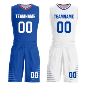 Custom Blue White Classic Style Reversible Basketball Uniform Personalized BBJR-D017031