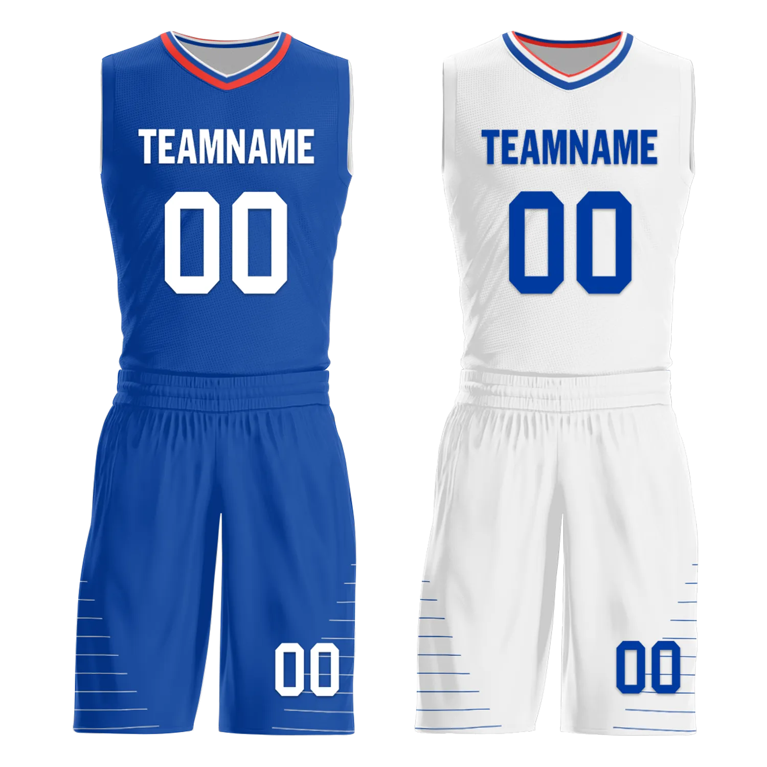 Custom Blue White Classic Style Reversible Basketball Uniform Personalized BBJR-D017031