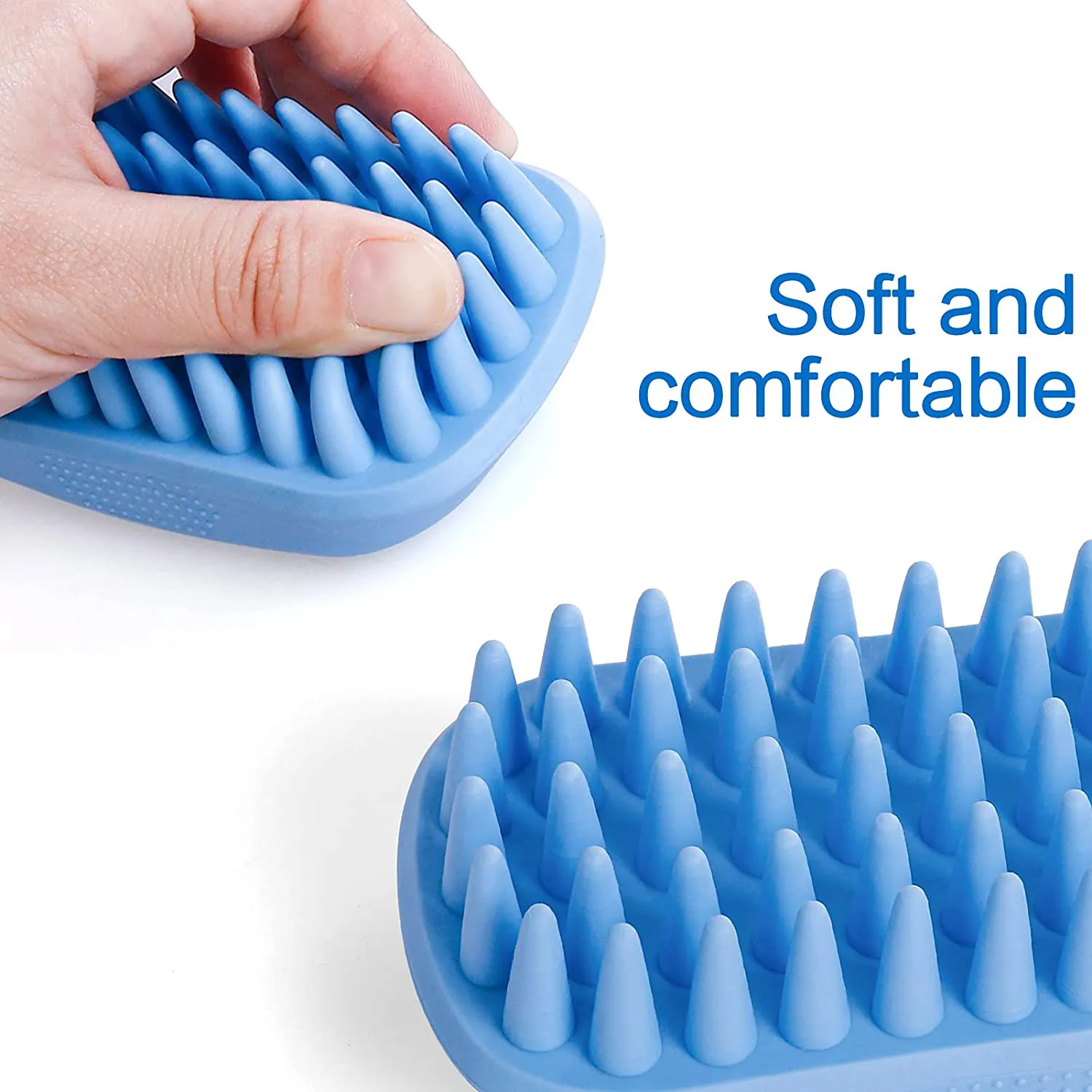 Dog Bath Brush,Rubber Dog Shampoo Grooming Brush, Silicone Dog Shower Wash Curry Brush, Pet Scrubber for Short Long Haired Dogs Cats Massage Comb, Soft Shedding Bathing Brush Removes Loose & Shed Fur