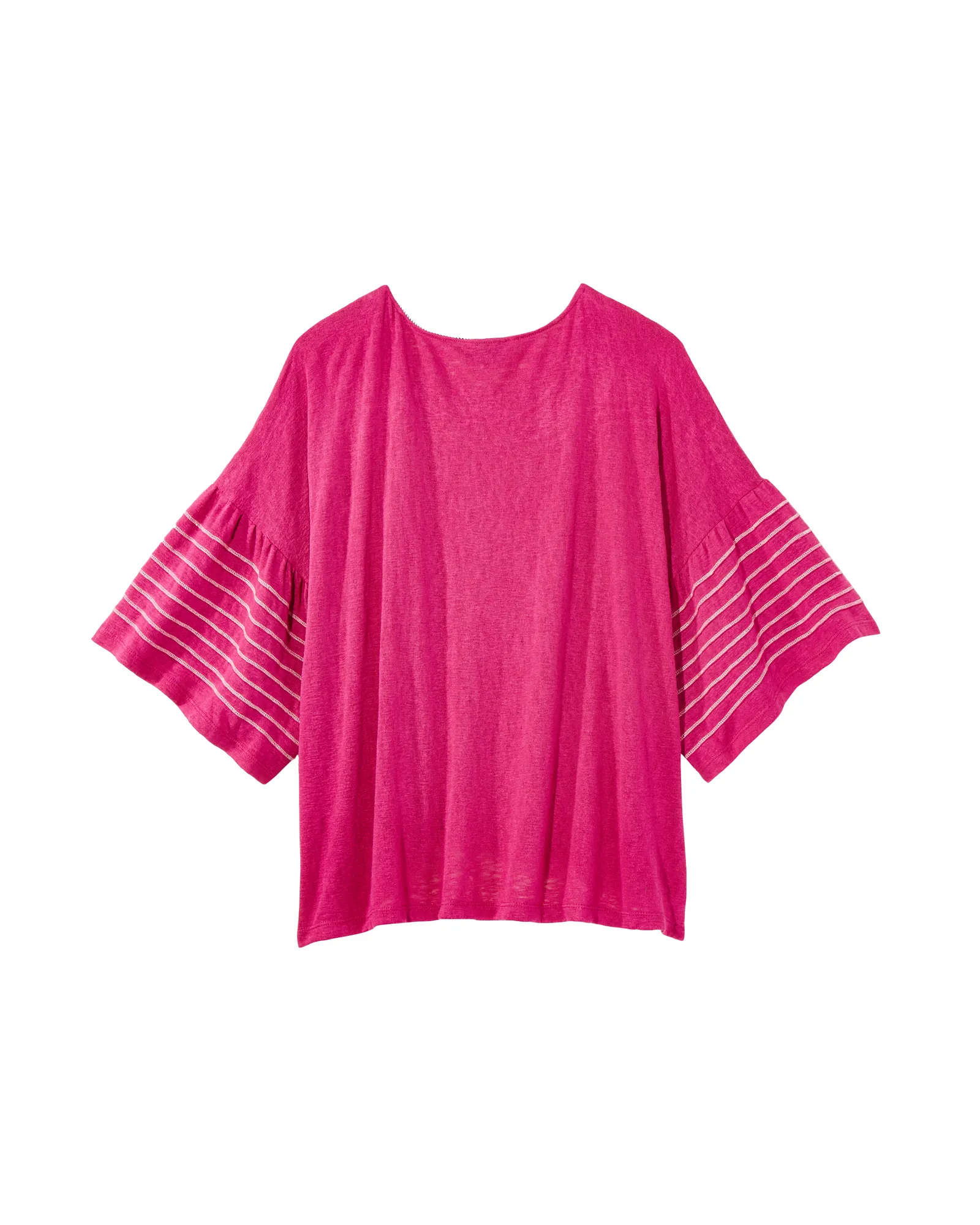 Everly Stitched Stripe Sleeve Top | Magenta / White