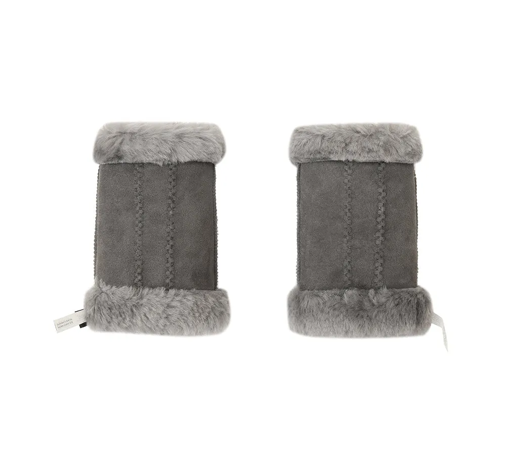 Fluffy Fingerless Sheepskin Wool Mittens