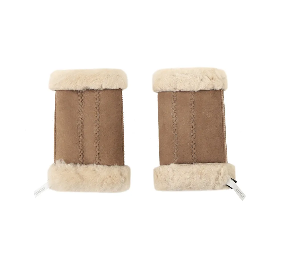 Fluffy Fingerless Sheepskin Wool Mittens