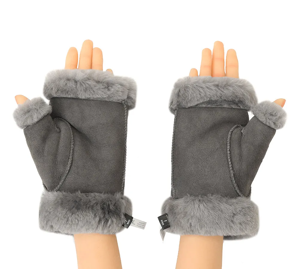 Fluffy Fingerless Sheepskin Wool Mittens