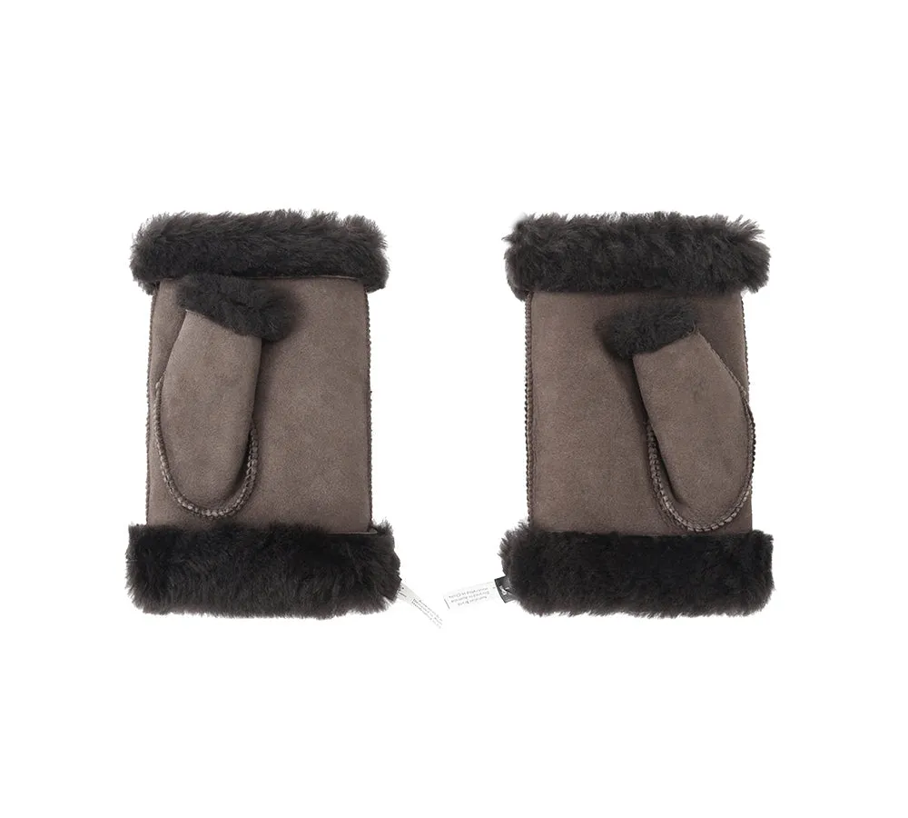 Fluffy Fingerless Sheepskin Wool Mittens