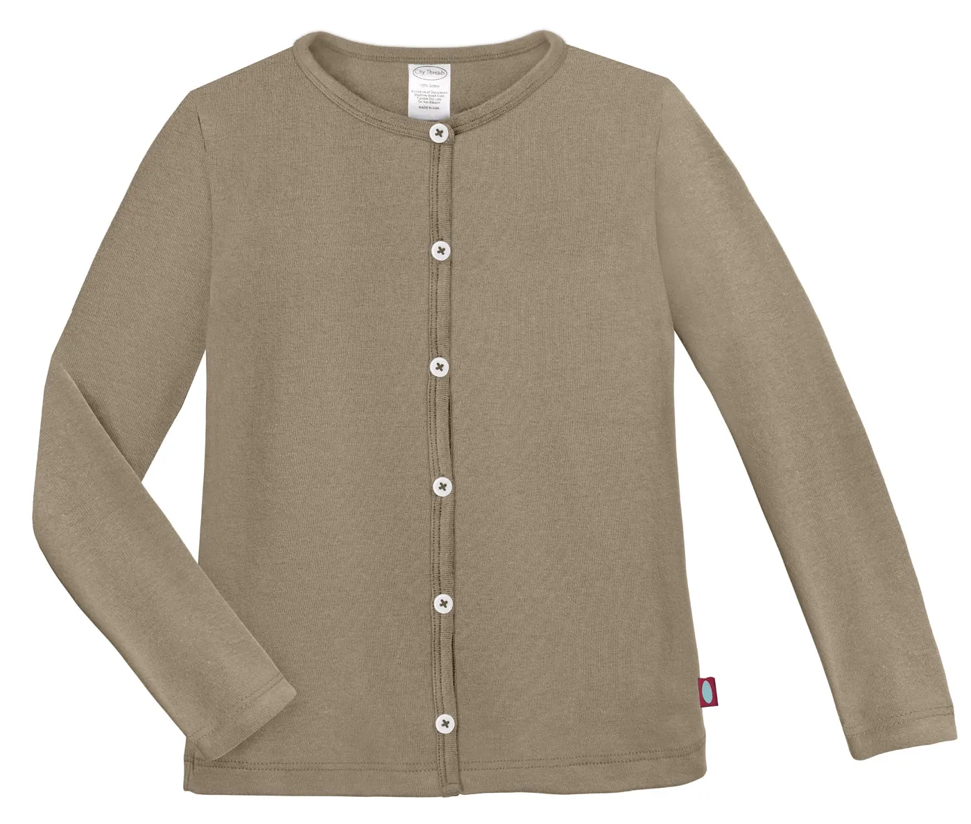 Girls Soft Cotton Button-Down Cardigan | Dark khaki