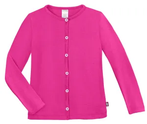 Girls Soft Cotton Button-Down Cardigan | Hot Pink