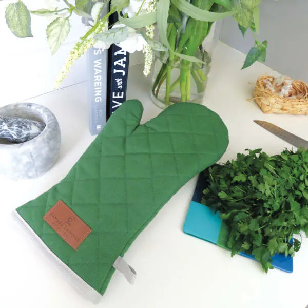 Green Cotton Canvas Oven Gauntlet