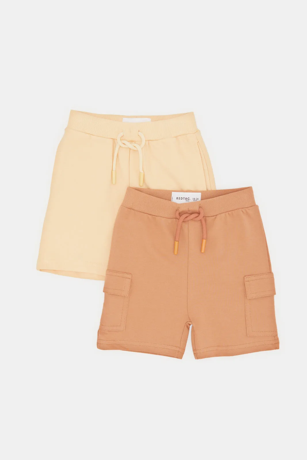 Infant Boys Beige And Tan Bermuda Set (Pack Of 2)