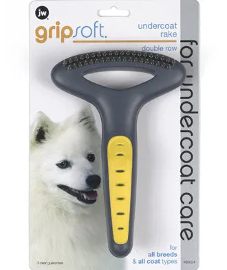 JW Gripsoft Double Row Undercoat Rake For Dog