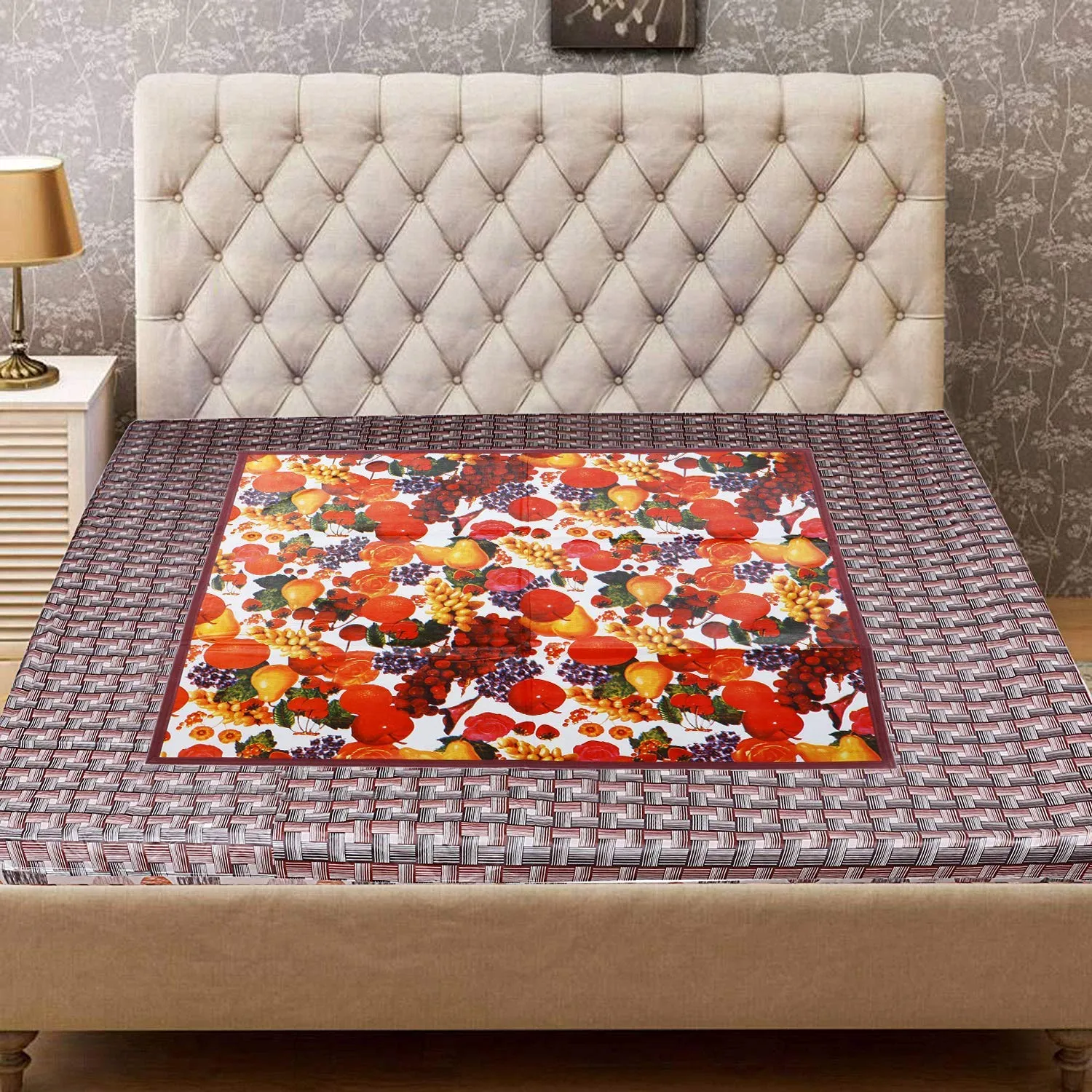 Kuber Industries Floral Design PVC Reversible Food Mat Bed Server (Multicolor) - CTKTC032166