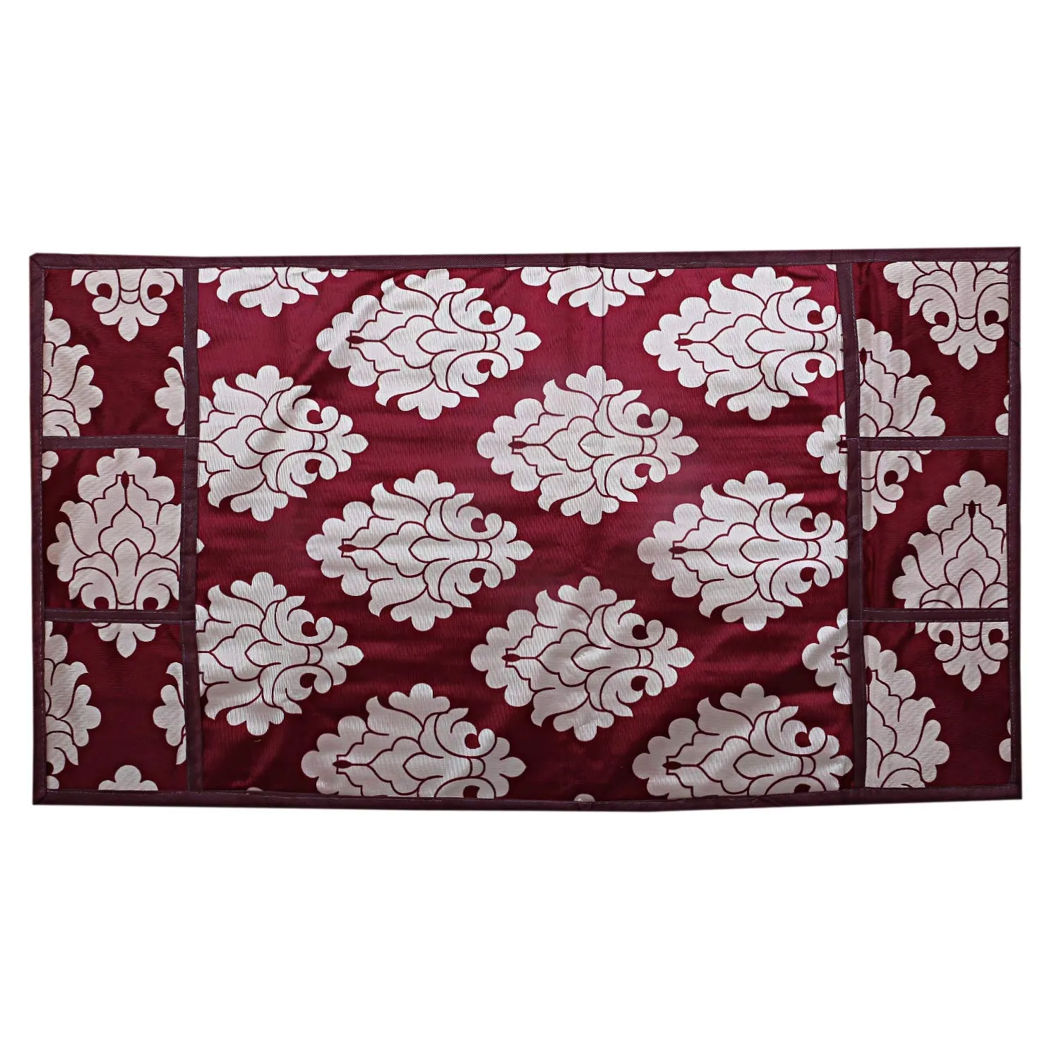 Kuber Industries Fridge Appliance Set|Flower Design & PVC Material|3 PVC Fridge Mats|2 Piece Handle Cover|1 Piece Fridge Top Cover, Set Of 1 (Maroon, CTKTC024407, Polyvinyl Chloride)