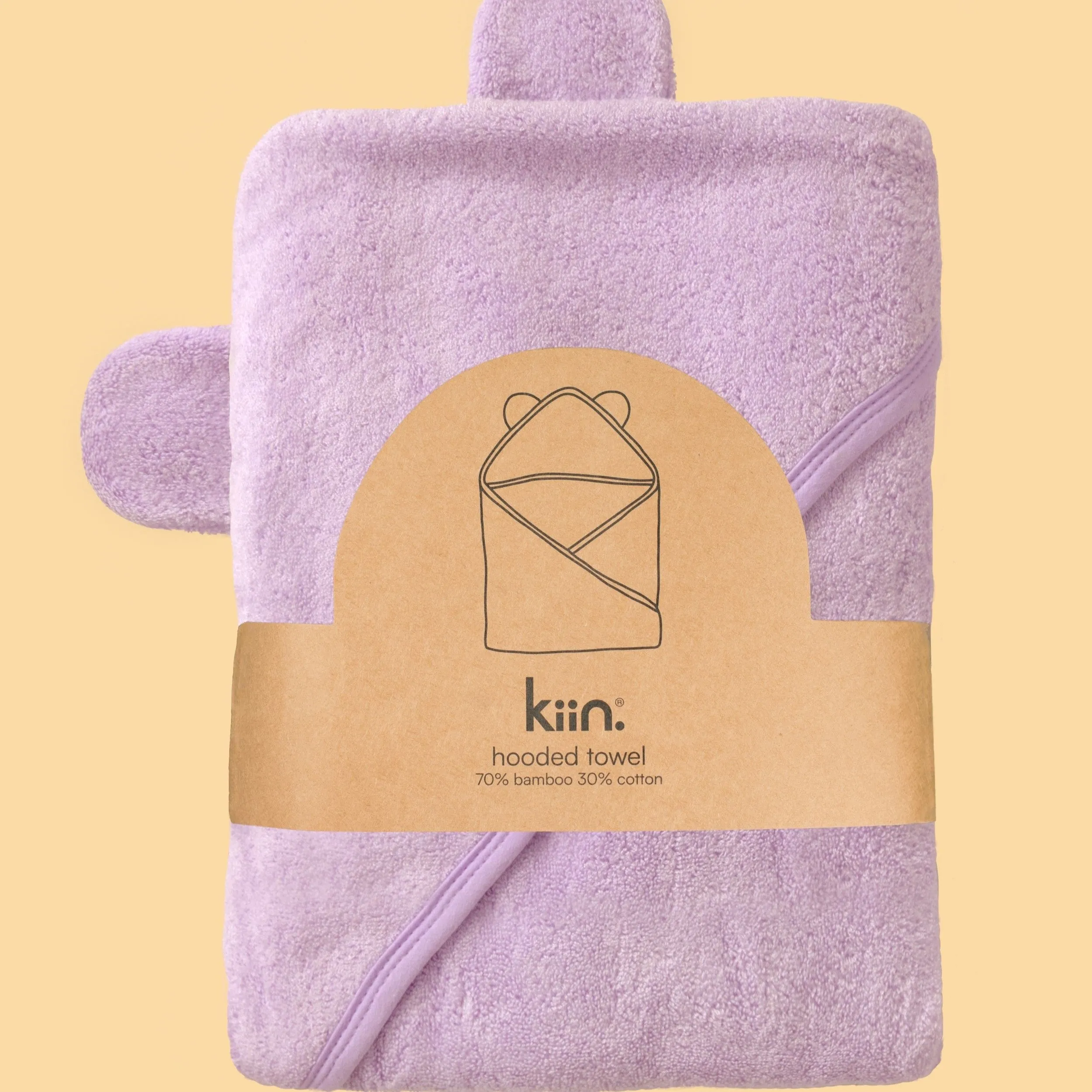 Lilac Personalised Kiin Baby Hooded Bath Towels