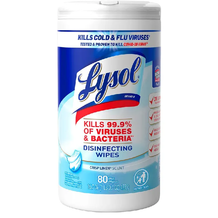 Lysol Disinfectant Wipes Multi-Surface Antibacterial Cleaning Wipes with Crisp Linen Scent 80 Count