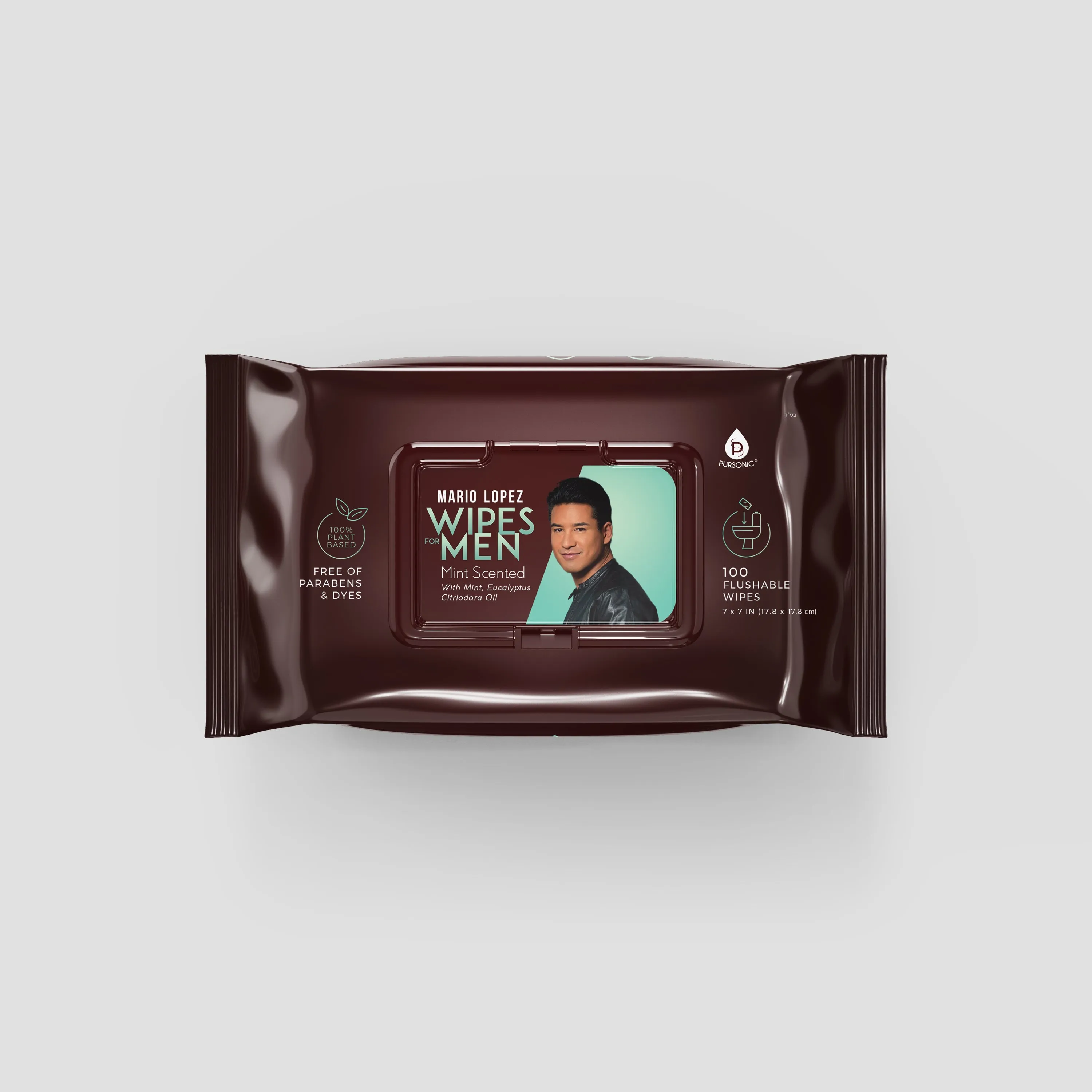 Mario Lopez 100% Plant Based Man Wipes, Mint Scented, Flushable wipes, 100 Count