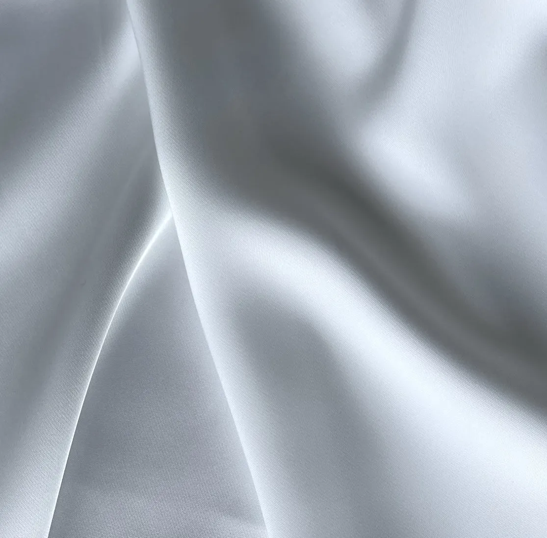 Marshmallow White Double-Sided Polyester Satin Twill (Made in Korea)