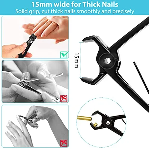 MAYCREATE® Nail Cutter for Men Toe Nail Cutter for Thick Nails Cutting Clipper Trimmer for Women Wide-Opening Sharp Jaws Stainless Steel Large Nail Clippers Set with Nail File