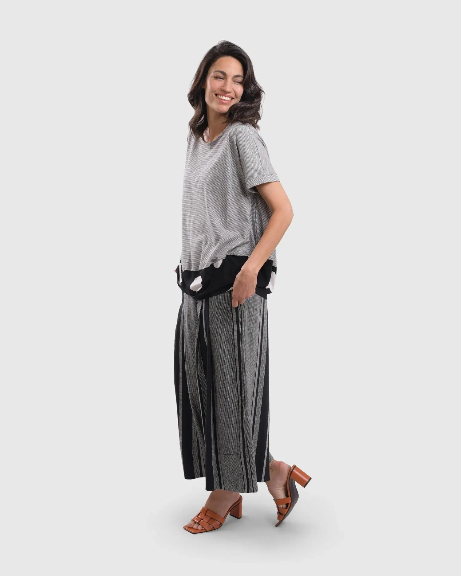 Melange Palazzo Crop Pants, Stripe