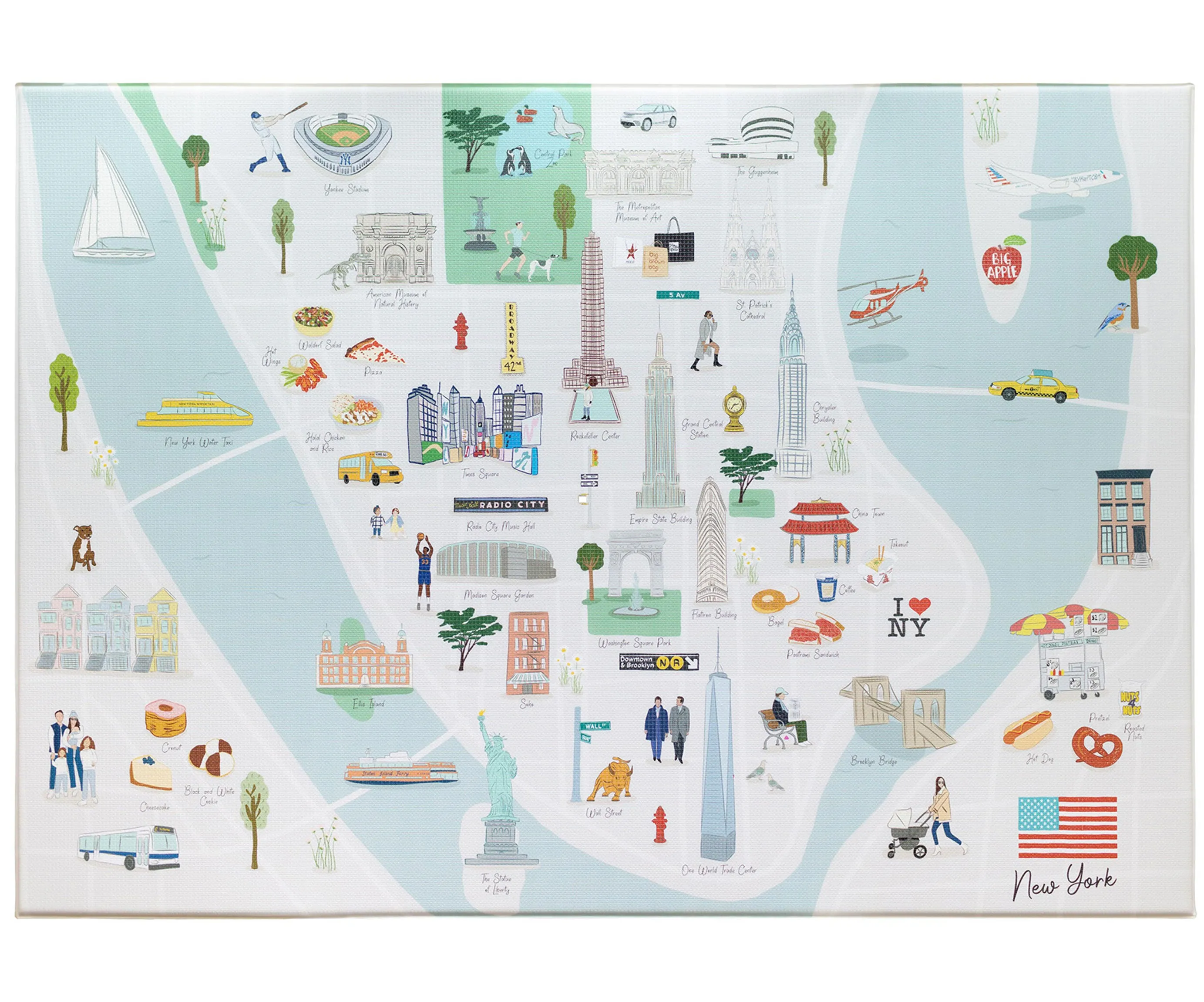 Milk It Baby New York Play Mat, City Tour Collection 100% TPU Foam Non Toxic Reversible Mat, MI-NEWYORKPM