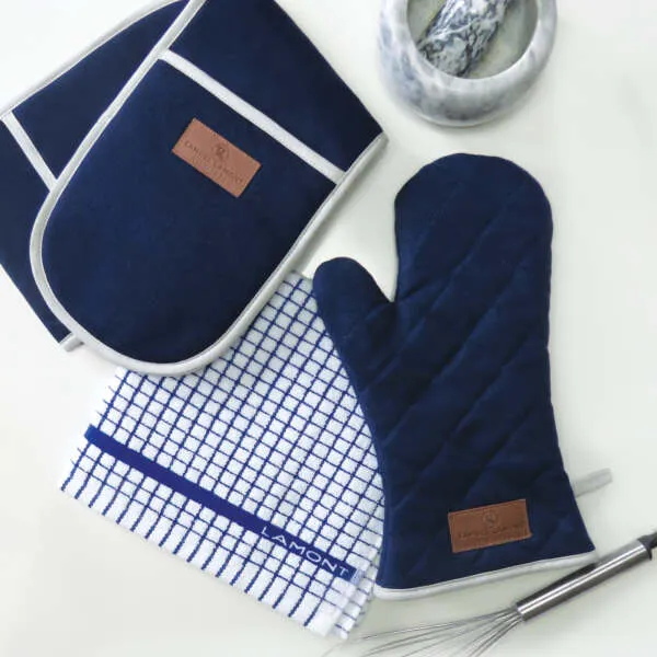 Navy Cotton Canvas Oven Gauntlet