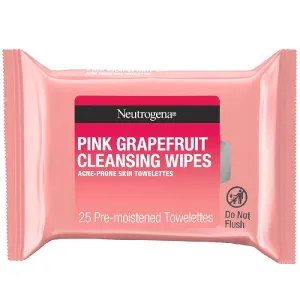 Neutrogena Pink Grapefruit Facial Cleansing Wipes for Acne-Prone Skin Towelettes 25-Pack