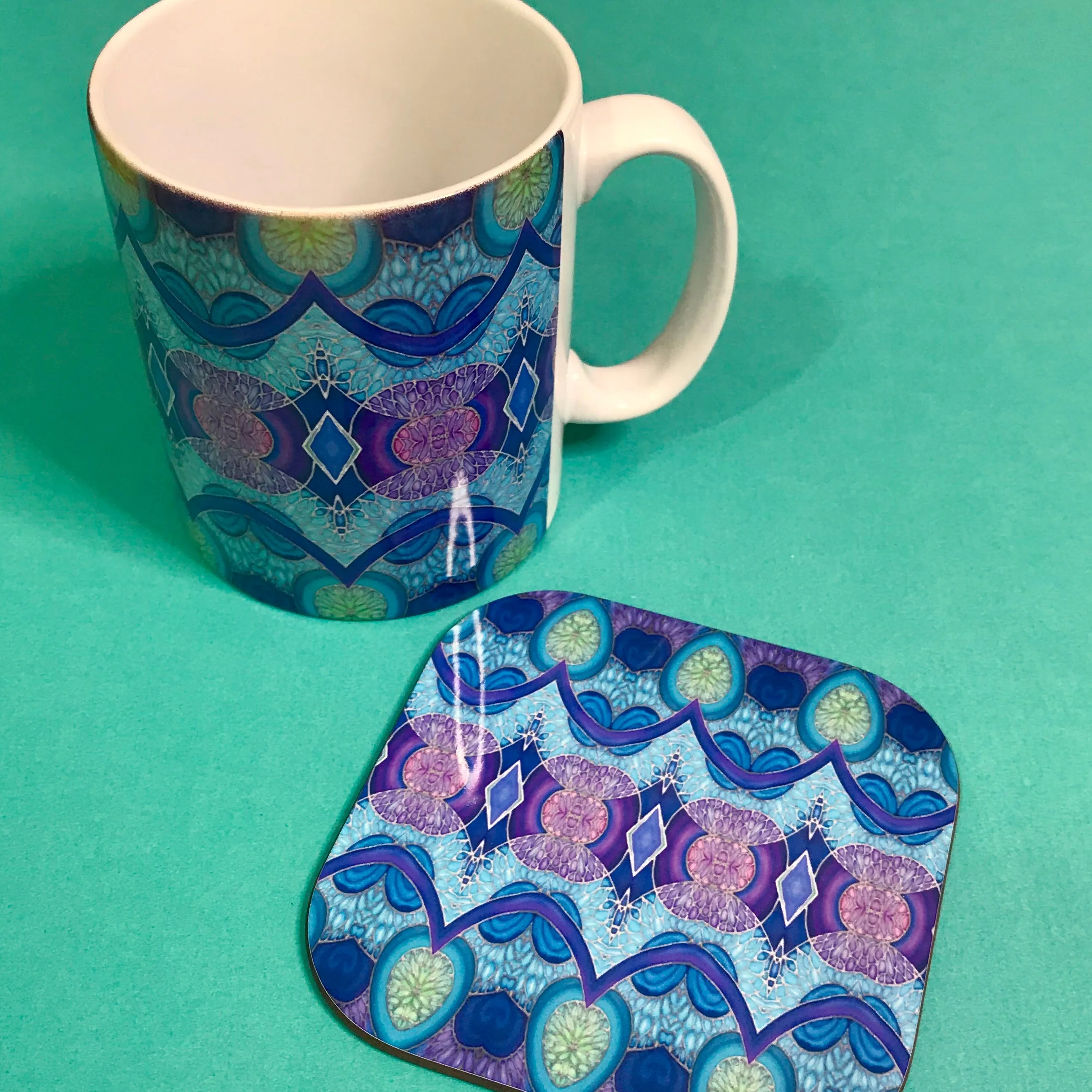 Persian Design Table Mats and Coasters - High Quality Table Mats - Blue Purple Green Tableware