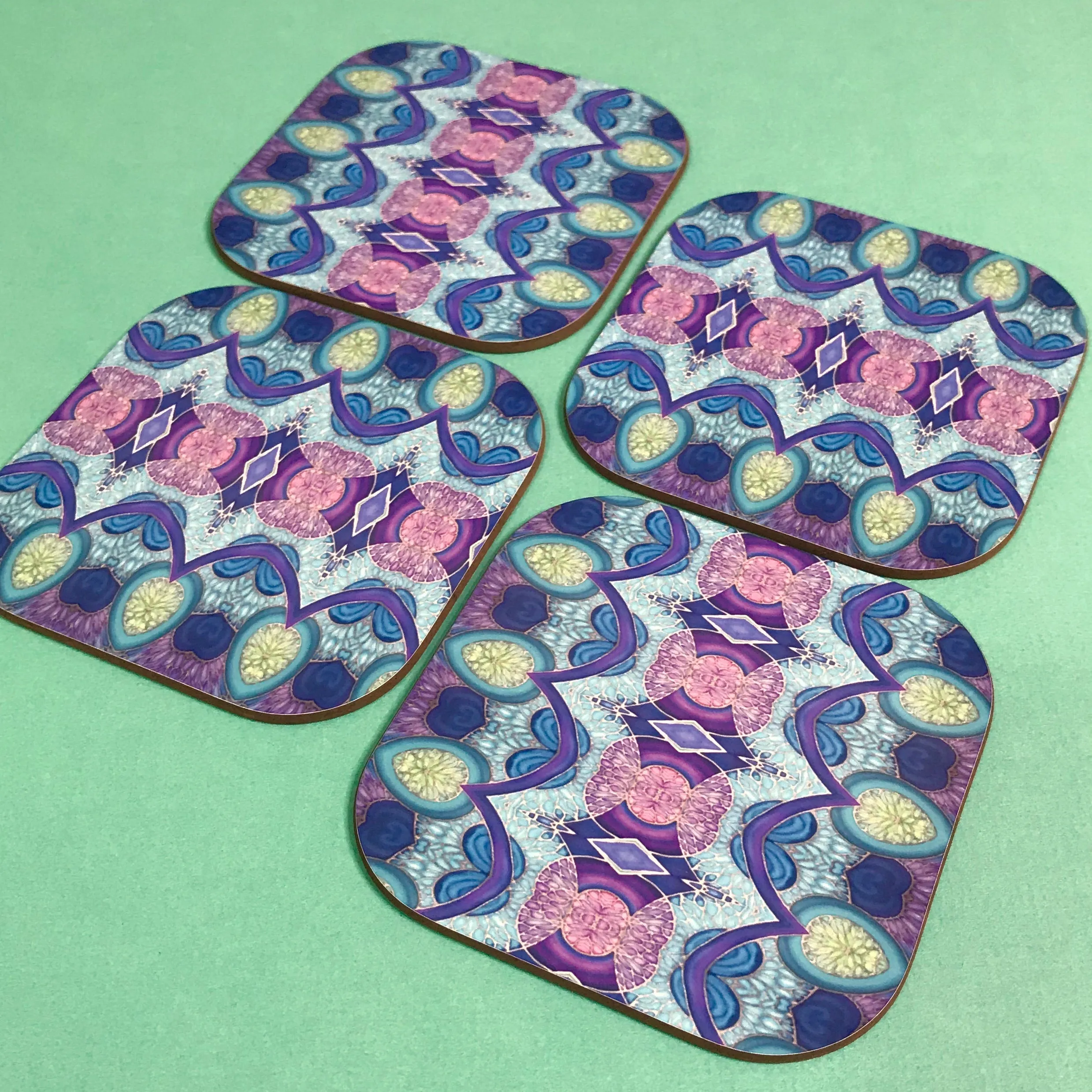 Persian Design Table Mats and Coasters - High Quality Table Mats - Blue Purple Green Tableware