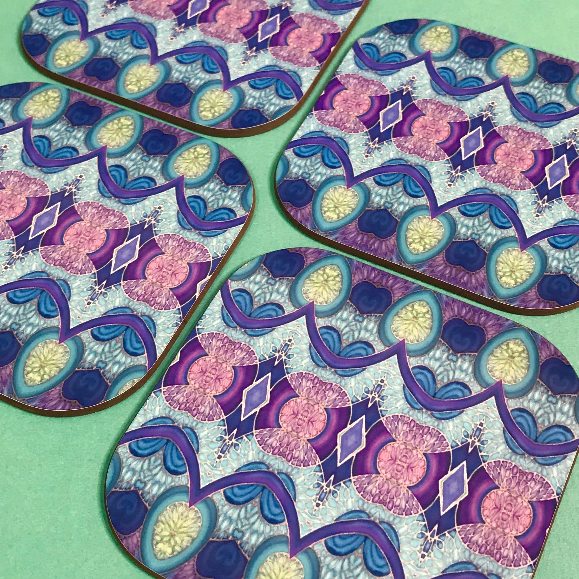 Persian Design Table Mats and Coasters - High Quality Table Mats - Blue Purple Green Tableware