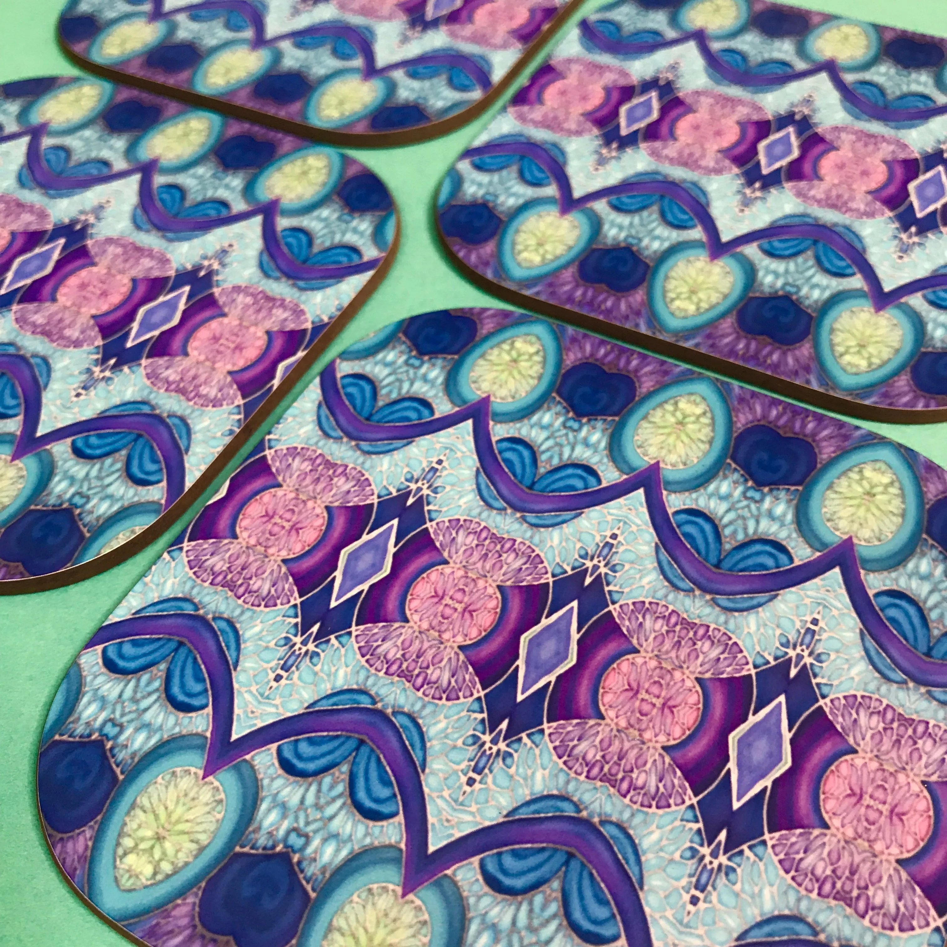 Persian Design Table Mats and Coasters - High Quality Table Mats - Blue Purple Green Tableware