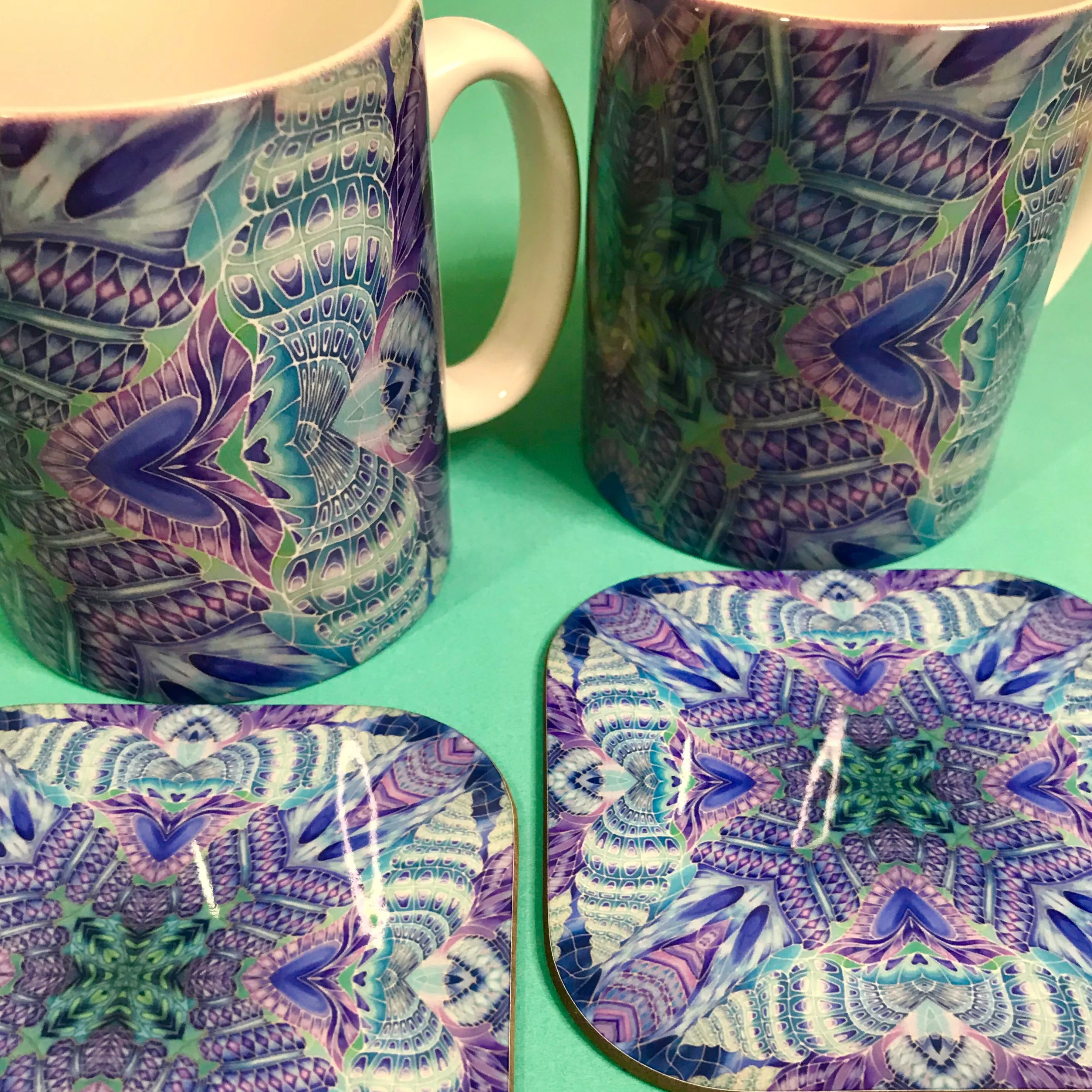 Persian Design Table Mats and Coasters - High Quality Table Mats - Blue Purple Green Tableware