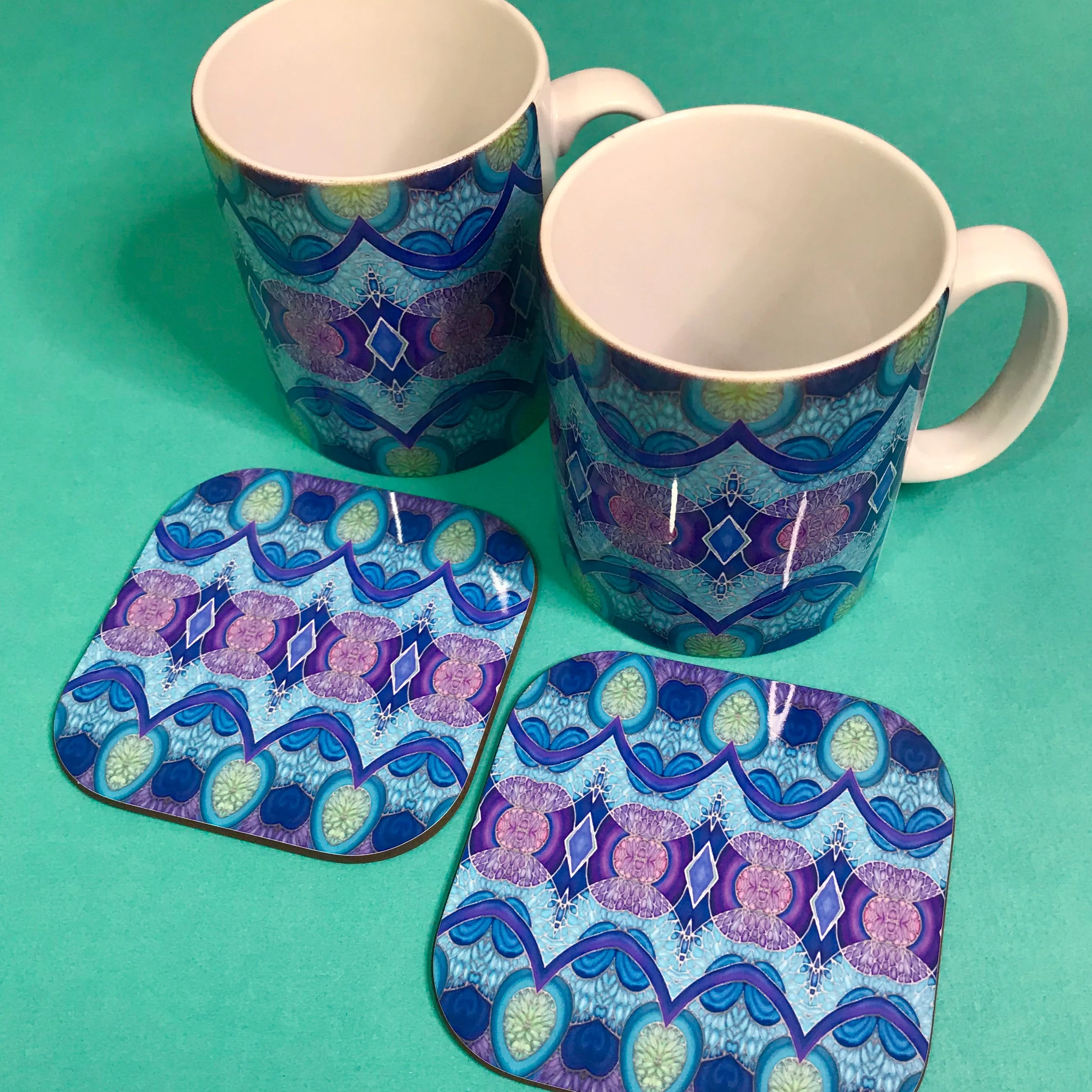 Persian Design Table Mats and Coasters - High Quality Table Mats - Blue Purple Green Tableware