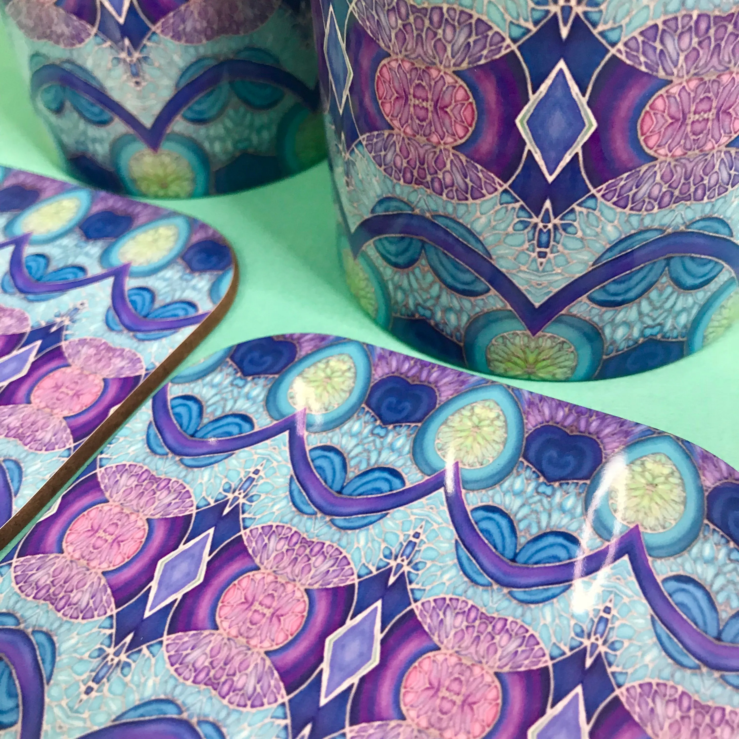 Persian Design Table Mats and Coasters - High Quality Table Mats - Blue Purple Green Tableware