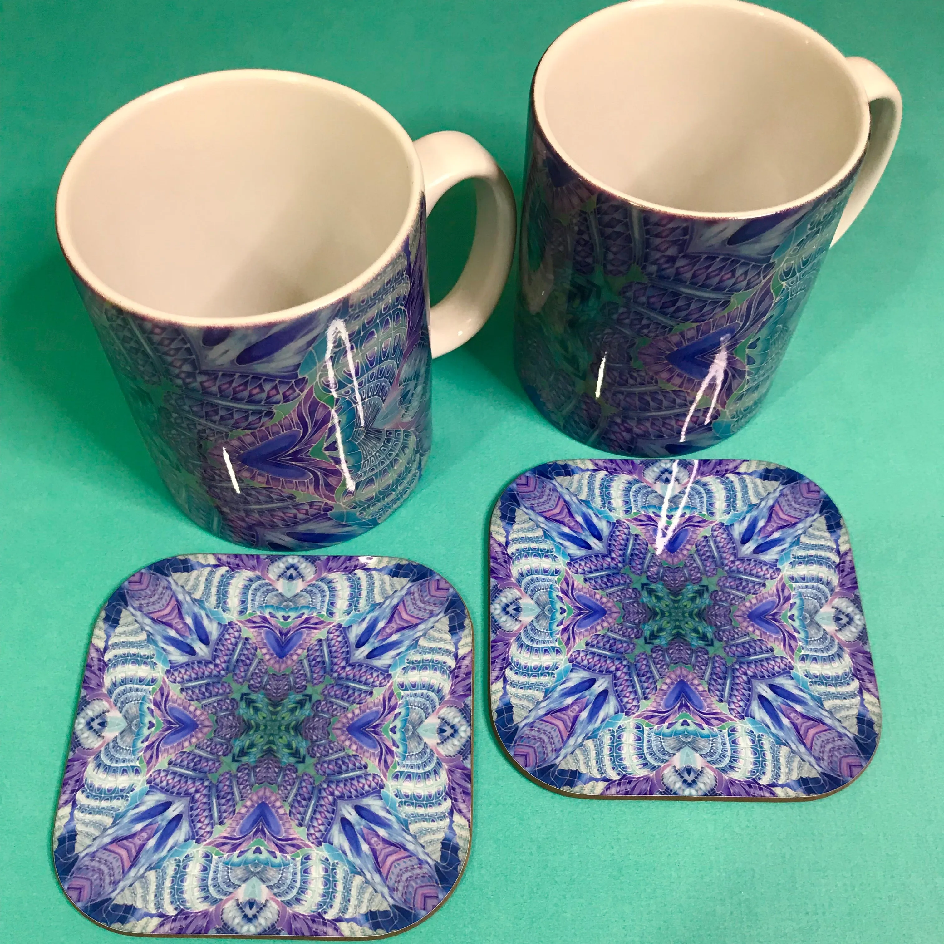 Persian Design Table Mats and Coasters - High Quality Table Mats - Blue Purple Green Tableware