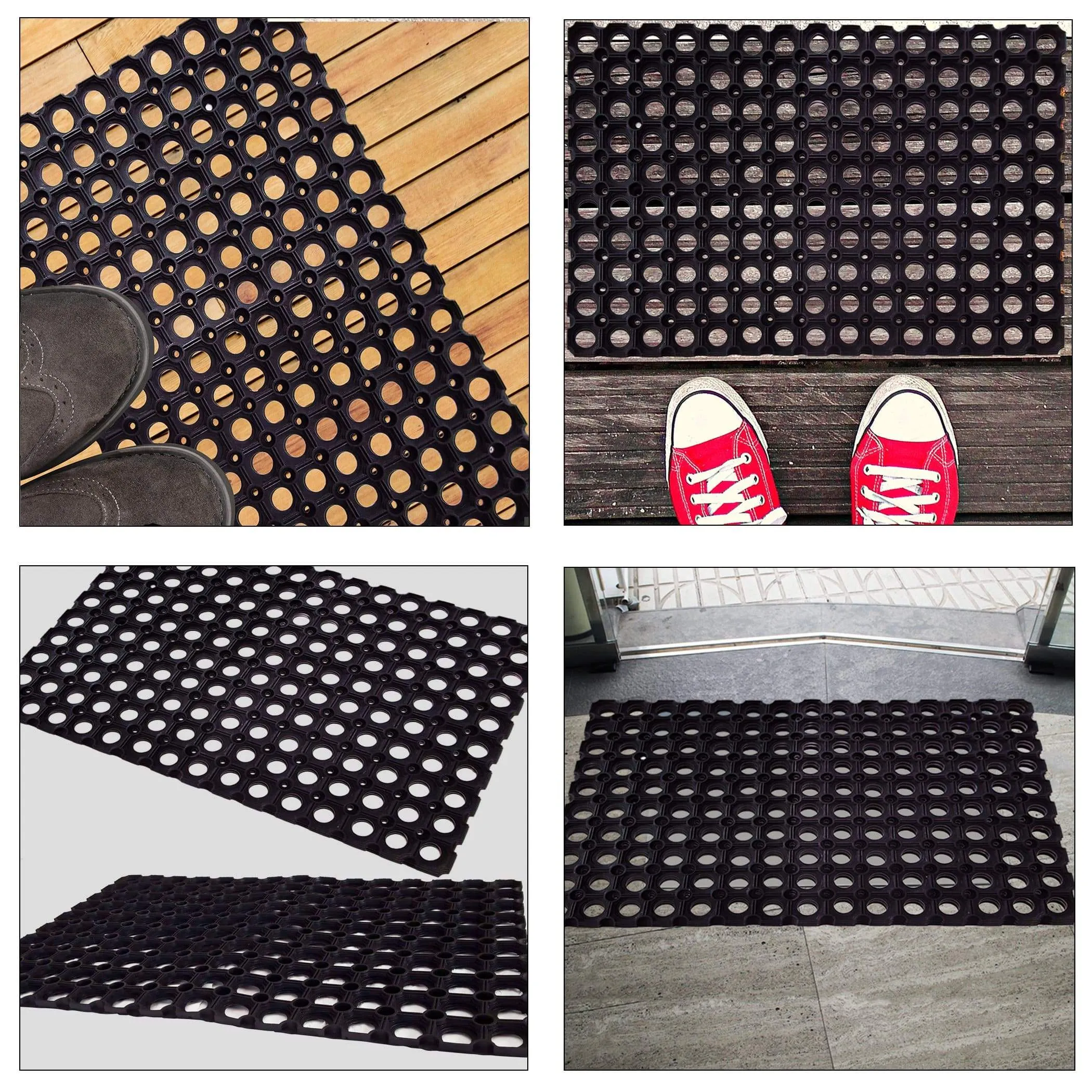 SafetyCare Interlocking Rubber Drainage Floor Mat - Anti-Fatigue - 24 x 16 Inches