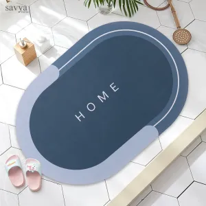 SAVYA HOME Anti Skid Bath Mat | Dry Rubber Backed | Non-Slip Water Absorbing Mat | Door Mats for Bathroom | Mats for Floor | Bathroom Mats | Bathroom Accessories | Home Decor | Blue - 40 X 60cm