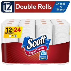 Scott Choose-a-Sheet Paper Towels, 12 Double Rolls, 110 Sheets Per Roll (1,320 Total)