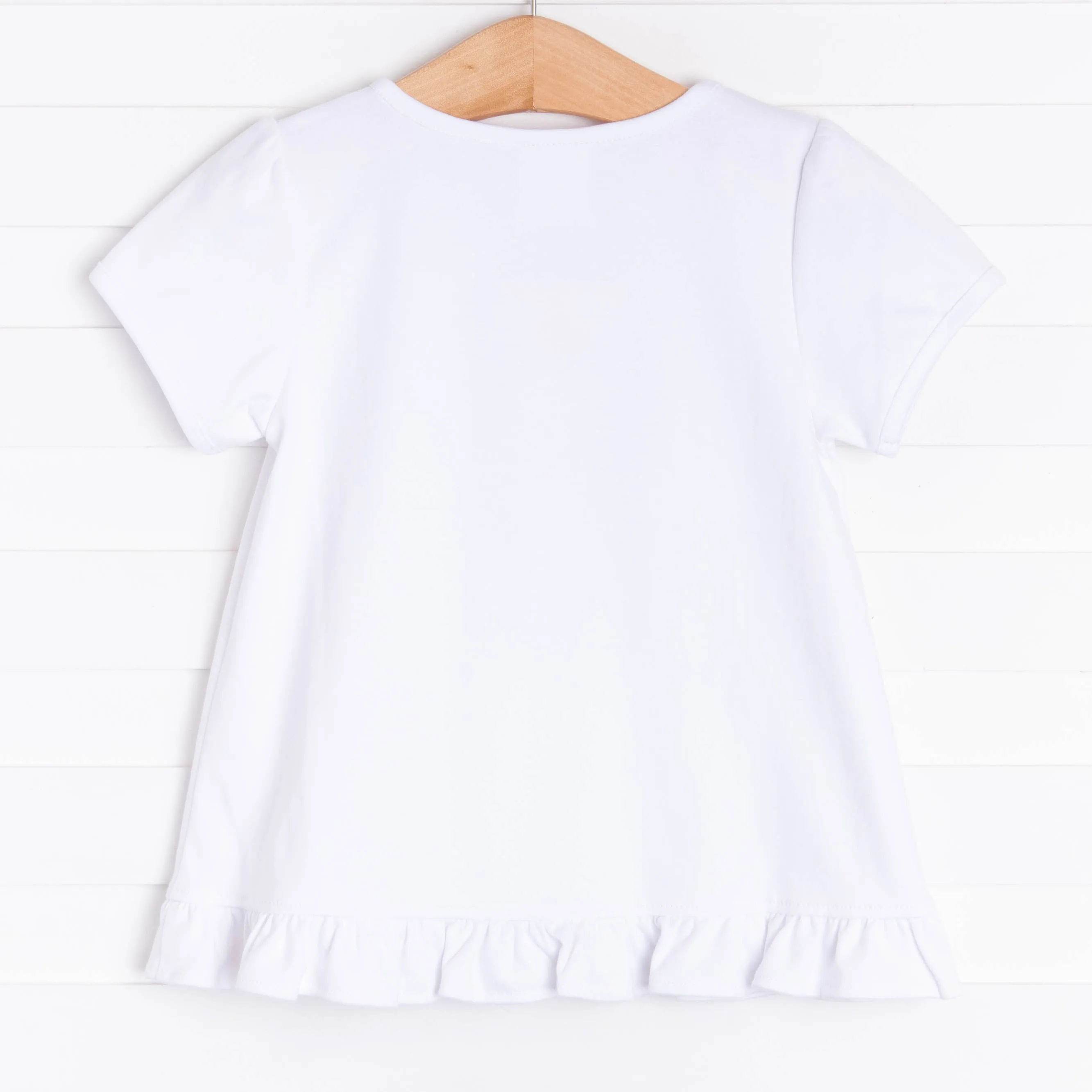 Sky's The Limit Applique Ruffle Shirt, White