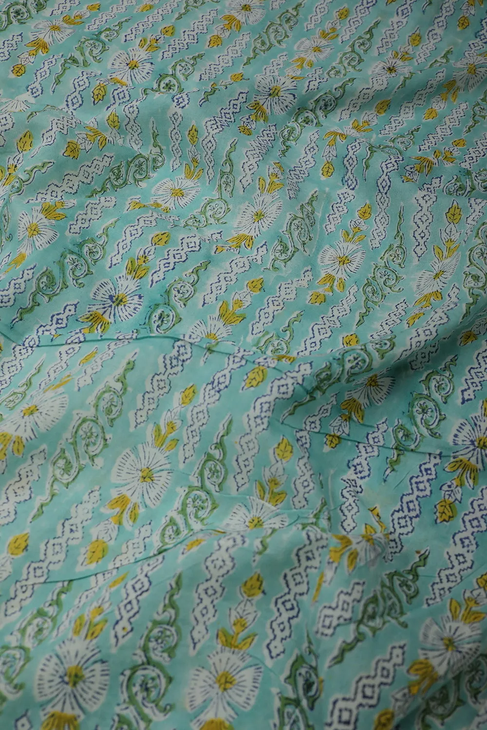 Soft Blue Mul Cotton Sanganeri Fabric - 2m