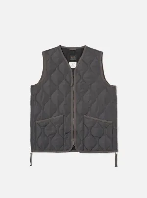 Taion Military V-Neck Down Vest in Charcoal Ripstop