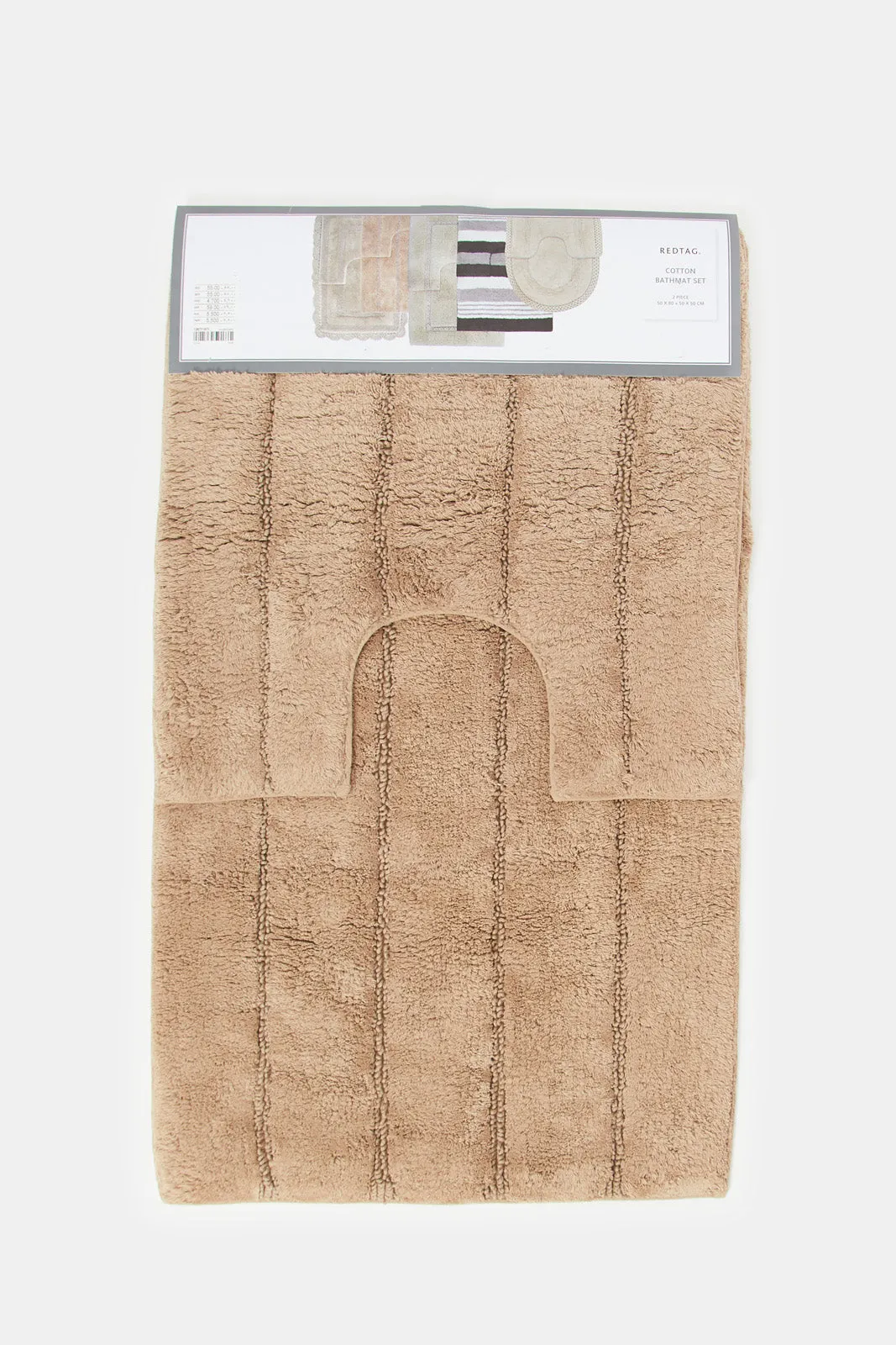 Taupe Striped Bathmat Set (2 Piece)