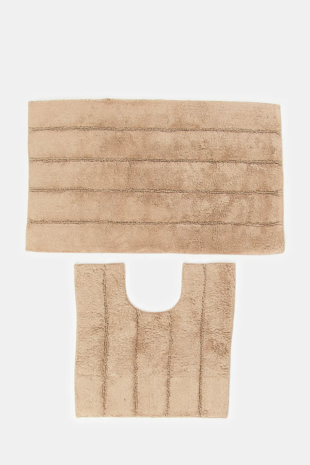 Taupe Striped Bathmat Set (2 Piece)