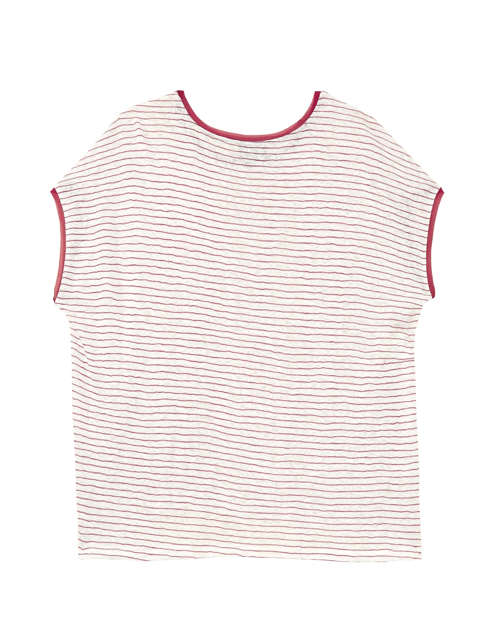 Teresa Scoop Neck Striped Tee | White / Burgundy