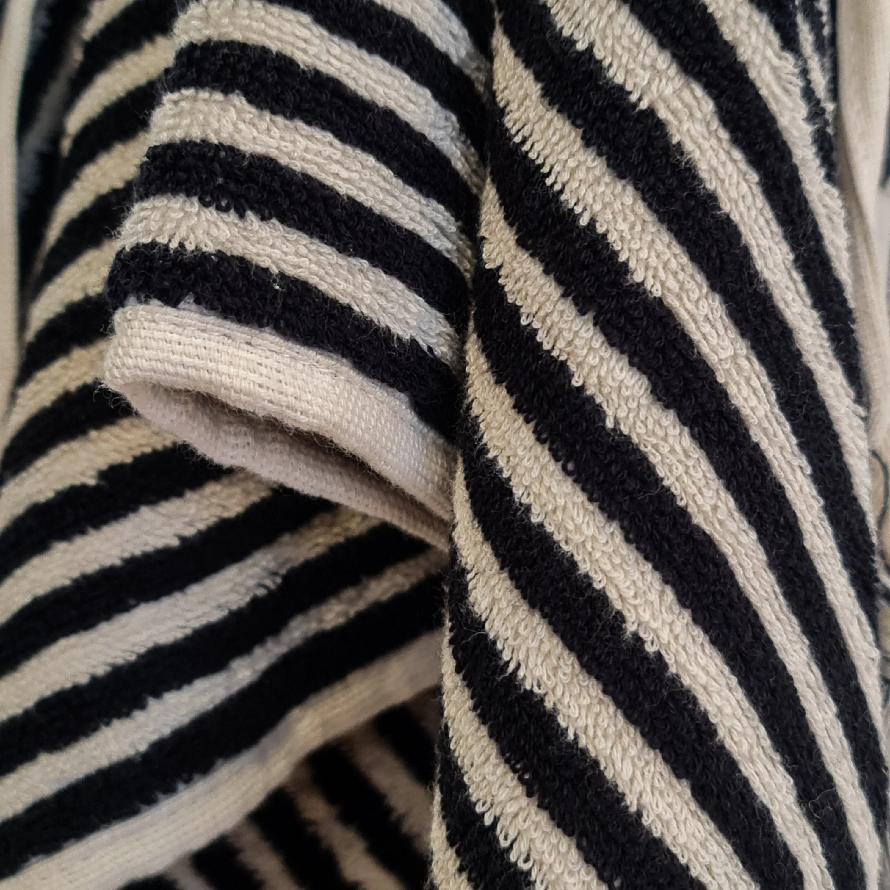 Turkish Hammam Terry Hand Towels Black Stripe