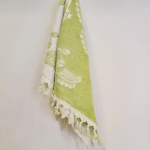 Turkish Hammam Terry Hand Towels Bursa Design Green