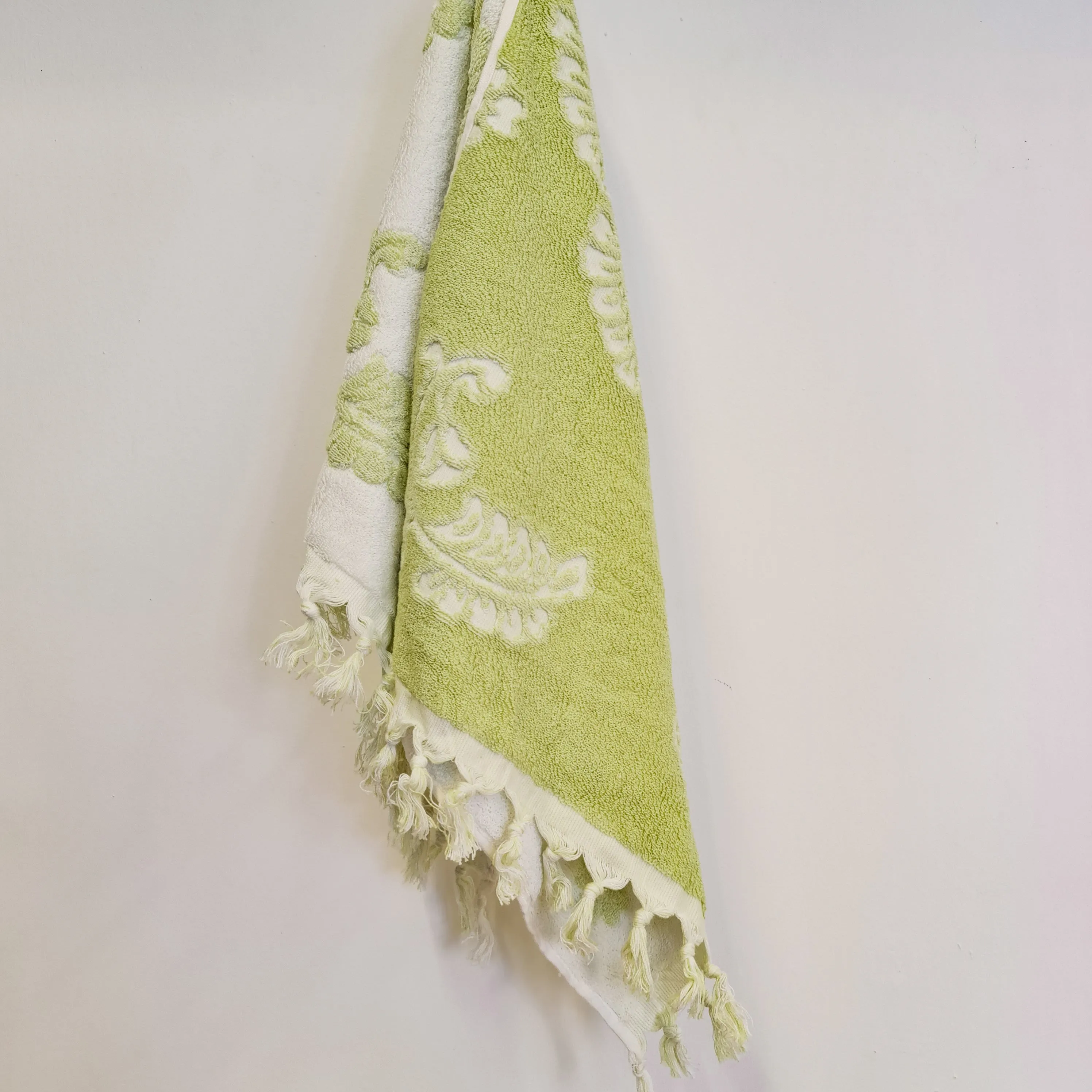 Turkish Hammam Terry Hand Towels Bursa Design Green