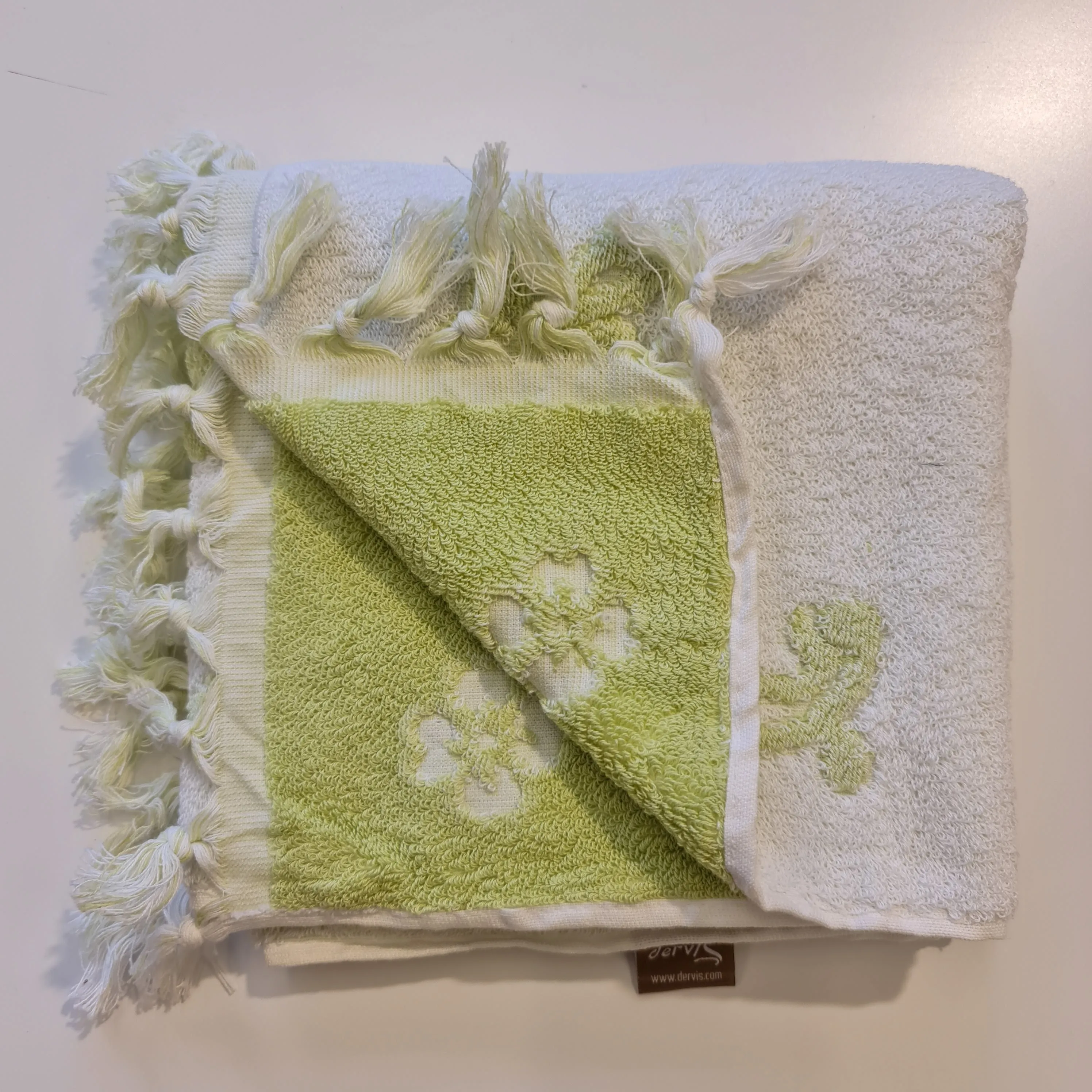 Turkish Hammam Terry Hand Towels Bursa Design Green